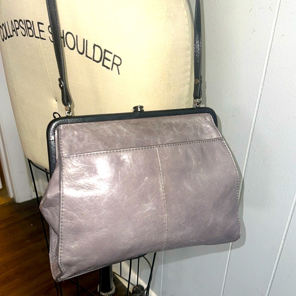 Chic Gray Leather Hobo Bag